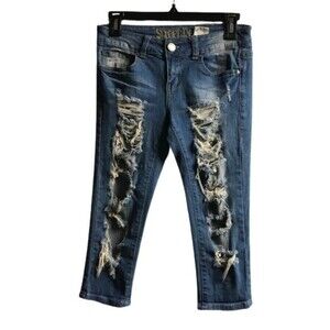 Street Denim Women's Capri Pants Blue Size 1 Ripped Denim Jeans